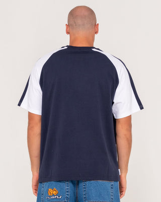 Man wearing Dodger Short Sleeve Tee in Navy Blue