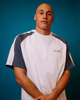 Man wearing Dodger Short Sleeve Tee in White