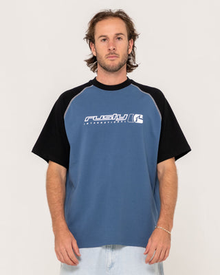 Man wearing Incognito Short Sleeve Tee in China Blue