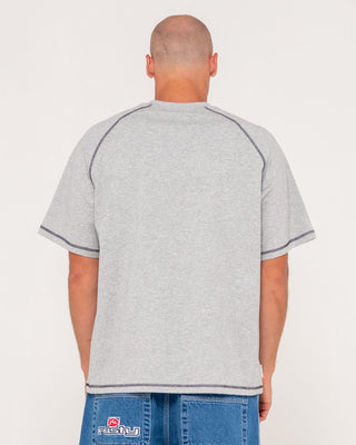 Man wearing Stone Cold Short Sleeve Tee in Grey Marle