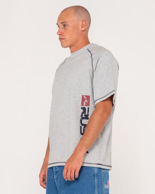 Man wearing Stone Cold Short Sleeve Tee in Grey Marle