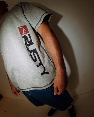 Man wearing Stone Cold Short Sleeve Tee in Grey Marle