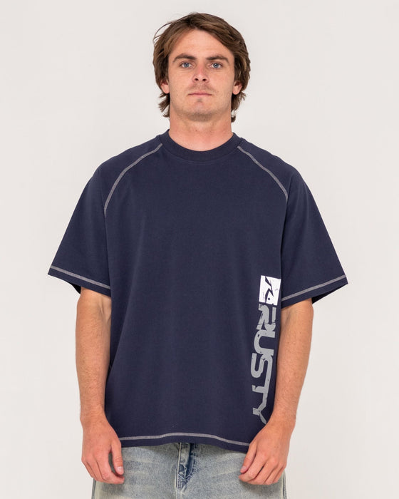 man-wearing-stone-cold-short-sleeve-tee-in-navy-blue