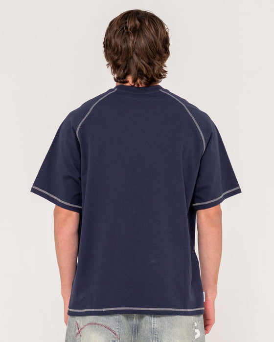 man-wearing-stone-cold-short-sleeve-tee-in-navy-blue