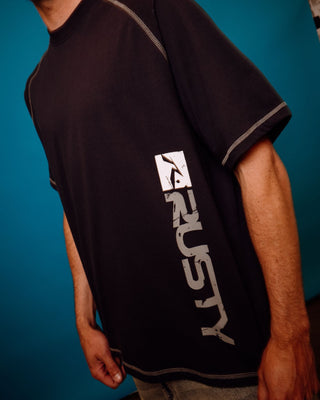 Man wearing Stone Cold Short Sleeve Tee in Navy Blue