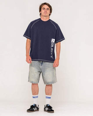 man-wearing-stone-cold-short-sleeve-tee-in-navy-blue