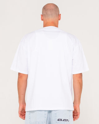 Man wearing Wanted Short Sleeve Tee in White