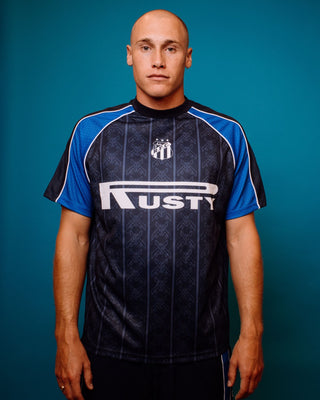 Man wearing Frenetic Short Sleeve Tee in Navy Blue