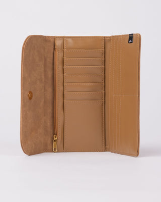 Womans Aria Suede Flap Wallet in Tan
