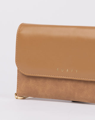 Womans Aria Suede Travel Wallet in Tan