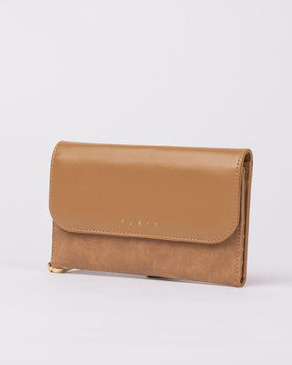 Womans Aria Suede Travel Wallet in Tan
