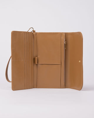 Womans Aria Suede Travel Wallet in Tan