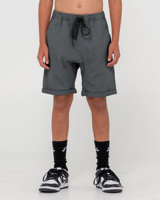 Boy wearing Hooked On Elastic Short Boys in Pavement