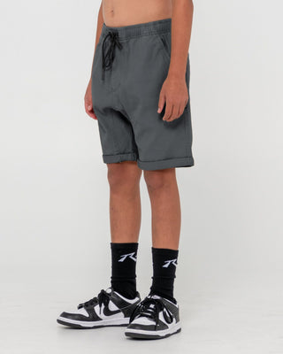 Boy wearing Hooked On Elastic Short Boys in Pavement