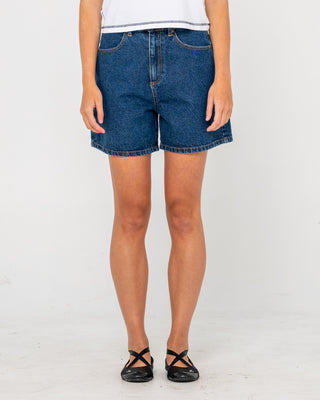 woman-wearing-cyprus-high-denim-short-in-deep-sea-blue