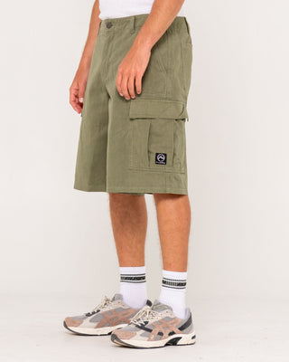 Man wearing Commando Cargo Short in Army Green