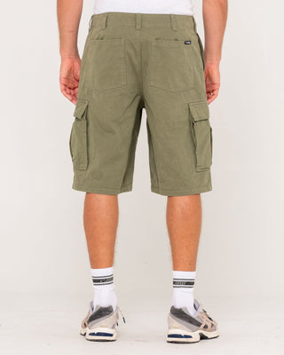 Man wearing Commando Cargo Short in Army Green