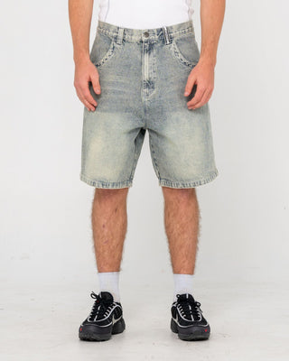 Man wearing Flip Daddy Tapeless Jort - Dirty Dawg in Dirty Dawg