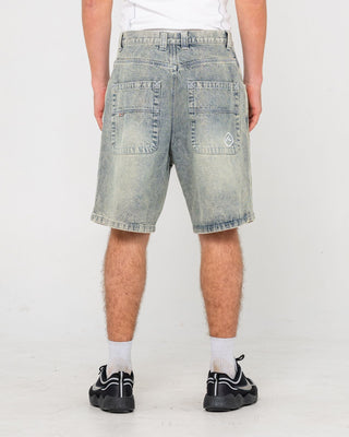 Man wearing Flip Daddy Tapeless Jort - Dirty Dawg in Dirty Dawg