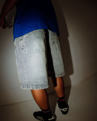 Man wearing Flip Daddy Tapeless Jort - Dirty Dawg in Dirty Dawg