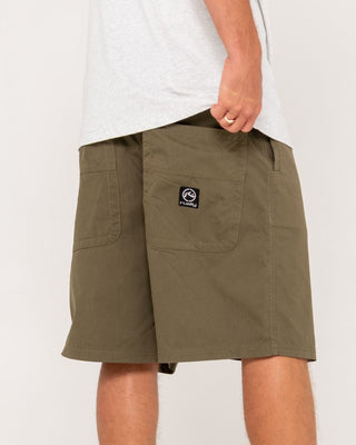 Man wearing Wear Eva DIY Elastic Short in Shadow Army