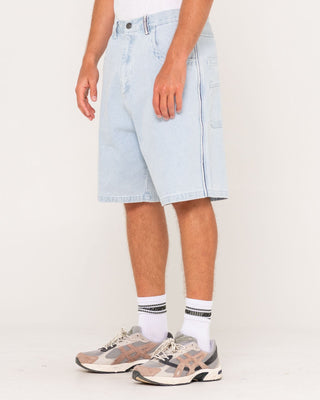Man wearing Flip Daddy 2.0 Jort - Sky Blue Heather in Sky Blue Heather