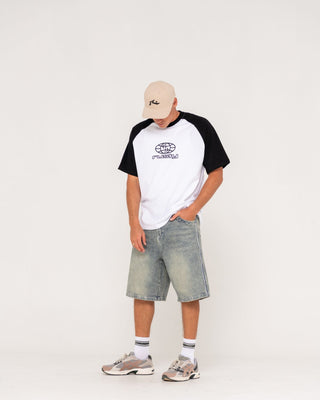 Man wearing Flip Daddy Draggin Jort-dirty Dawg in Dirty Dawg