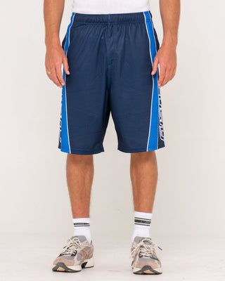 Man wearing Cybernate Sports Mesh Short in Navy Blue