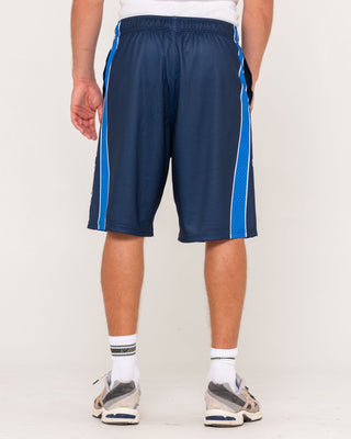 Man wearing Cybernate Sports Mesh Short in Navy Blue