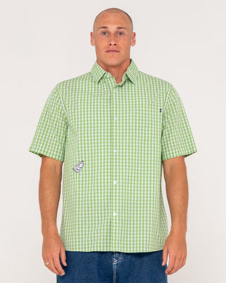 Man wearing Lucifer Got Lucky Ss Shirt in Green