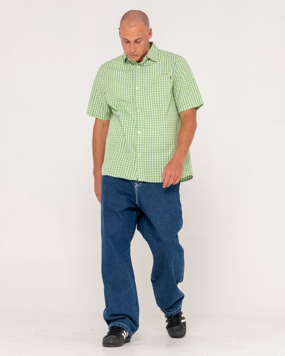 man-wearing-lucifer-got-lucky-ss-shirt-in-green