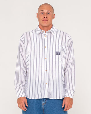 Man wearing Vallejo Tech Long Sleeve Shirt in White