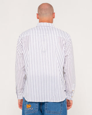 Man wearing Vallejo Tech Long Sleeve Shirt in White