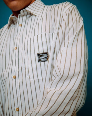 Man wearing Vallejo Tech Long Sleeve Shirt in White