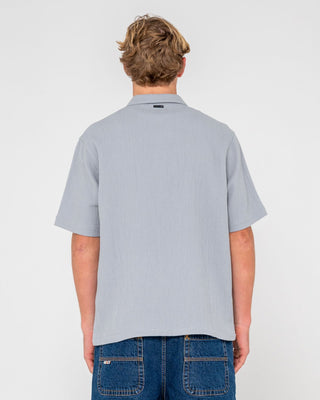 Man wearing Canseco Vacation Short Sleeve Shirt in Ultimate Grey