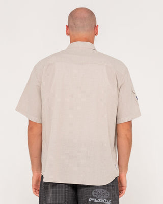 Man wearing Stasha Pocket Short Sleeve Shirt in Light Khaki