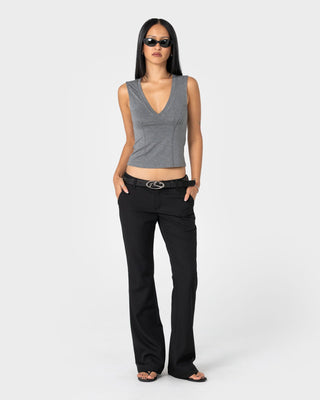 Womens R Dot Buckle Leather Belt in Black