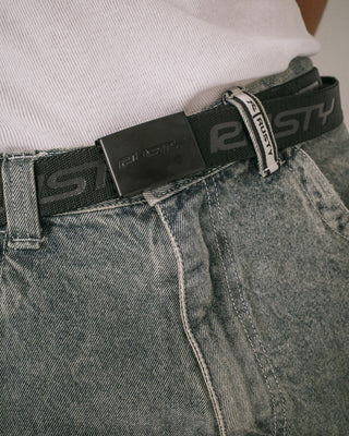 Mens Flip Daddy Elastic Webbing Belt in Black