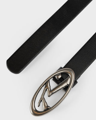Mens R Dot Buckle Leather Belt in Black