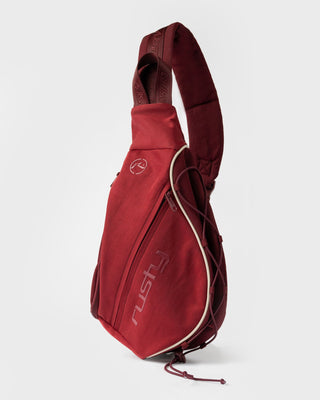 Womens Free Run Nylon Sling Backpack in Burgundy