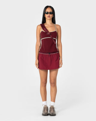 Womens Free Run Nylon Sling Backpack in Burgundy