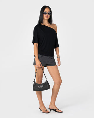 Womens R Dot Buckle Bag in Black