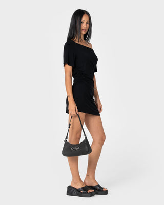 Womens R Dot Buckle Bag in Black