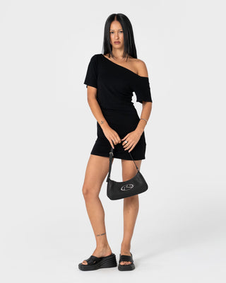 Womens R Dot Buckle Bag in Black