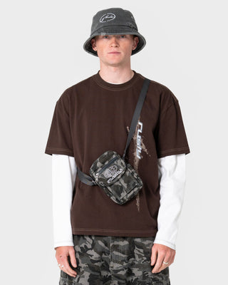 Mens Rambo Camo Crossbody Bag in Grey Camo 1