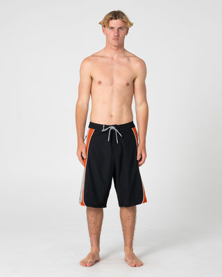 Man wearing Power-wing Fixed Waist Boardshort in Black