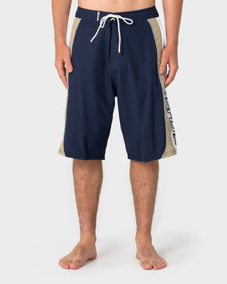 Man wearing Power-wing Fixed Waist Boardshort in Navy Blue