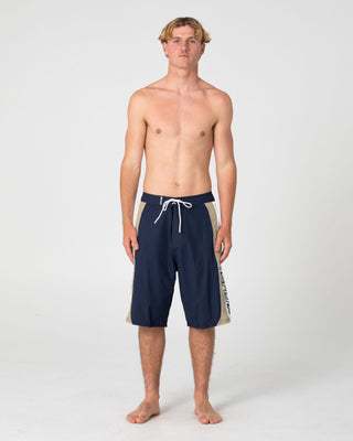 Man wearing Power-wing Fixed Waist Boardshort in Navy Blue
