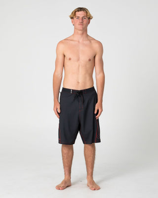 Man wearing Hydro-surge Fixed Waist Boardshort in Black 1