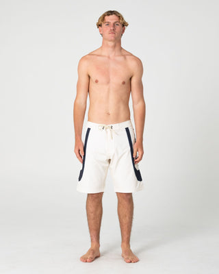 Man wearing Charger Fixed Waist Boardshort in Cream